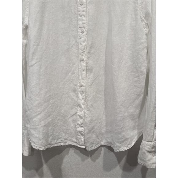 J. Crew Baird McNutt Irish Linen Button Down Shirt Womens Size 14 Slim Fit White - Picture 4 of 8